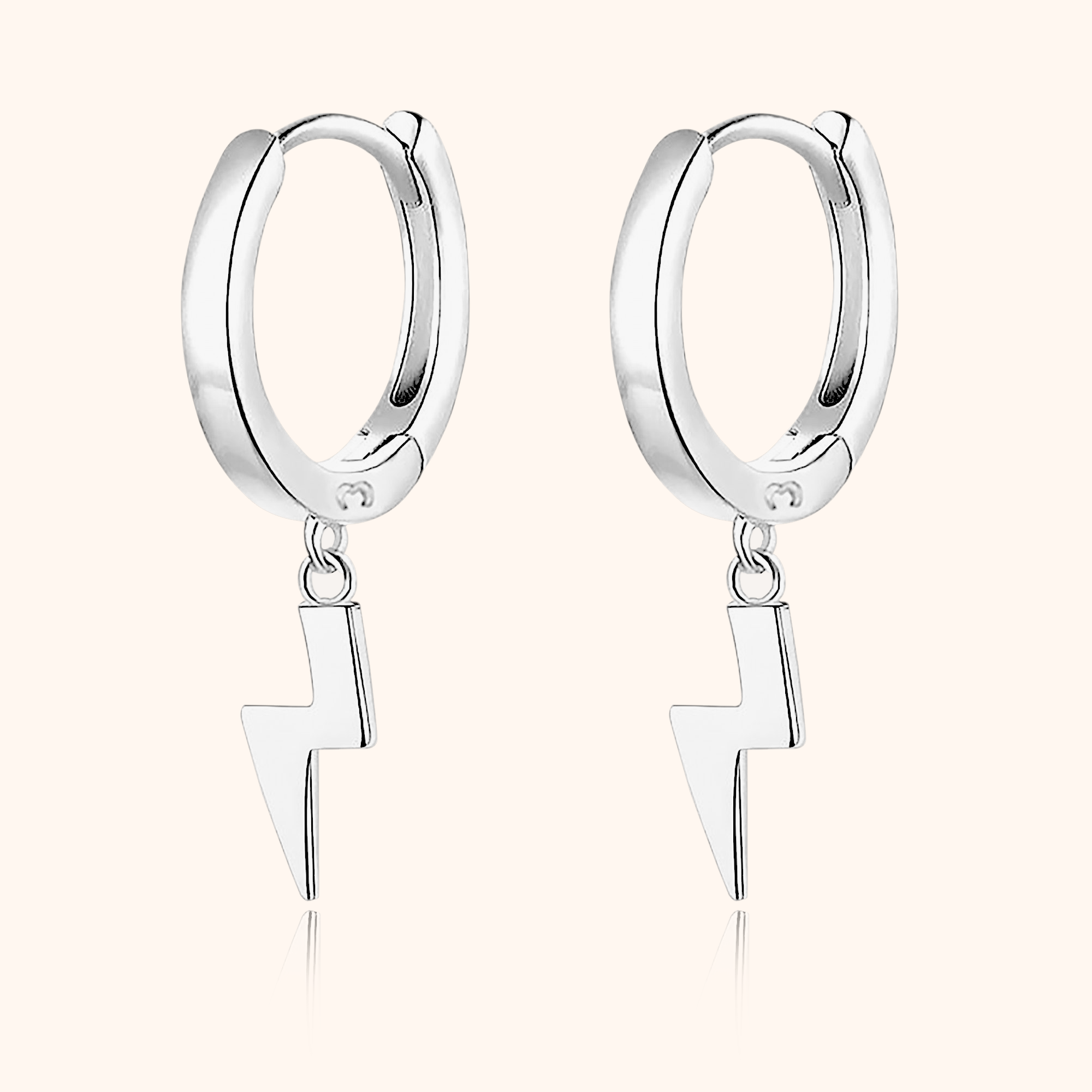 Lightning Silver Men's Earrings