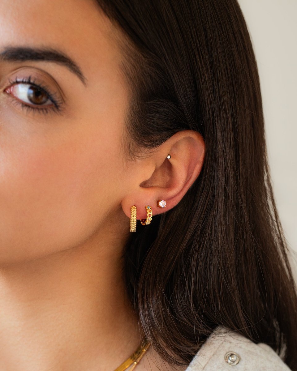 "Ball Ring Hoops" Earrings - Milas Jewels Shop