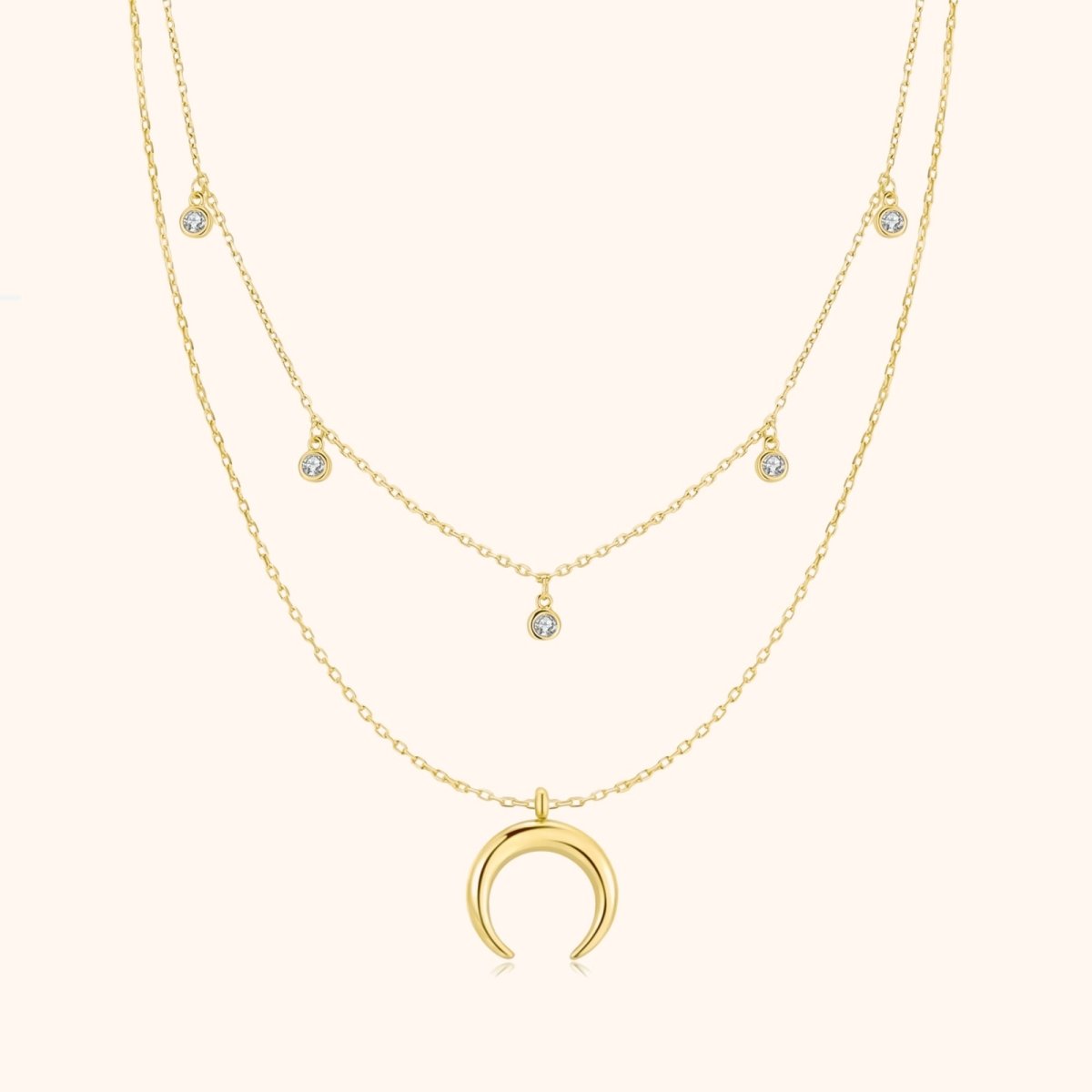 "Half Moon Zirconia" Necklace - Milas Jewels Shop