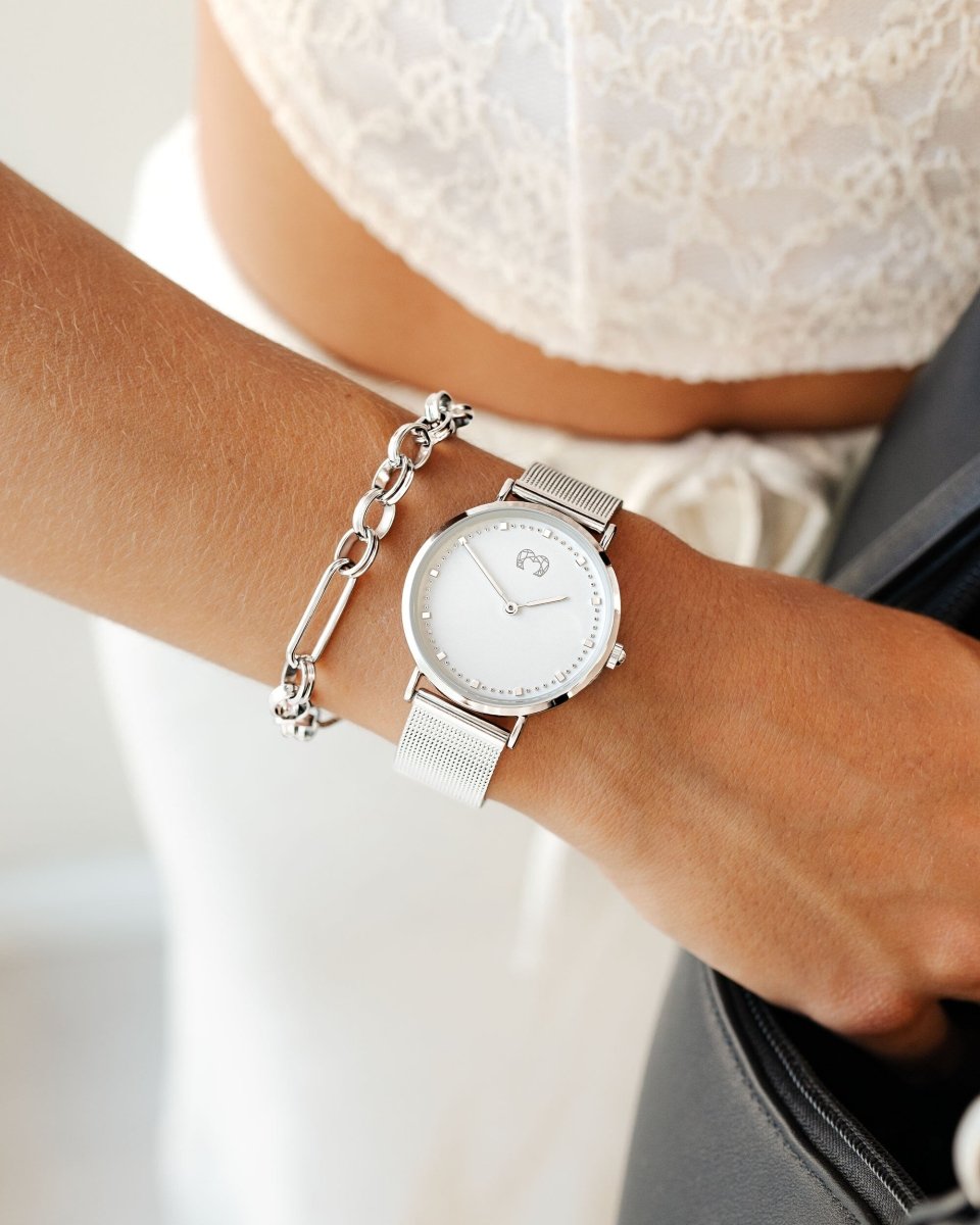 "Juliet" Watch ~ SilverWhite - Milas Jewels Shop