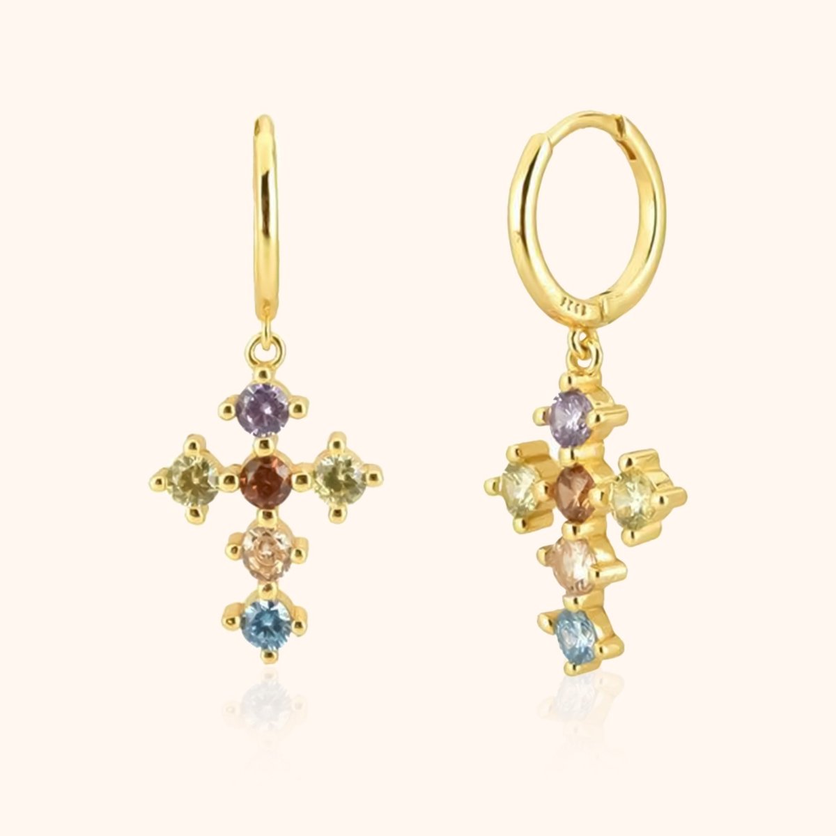 "Zirconia Cross" Earrings - Milas Jewels Shop