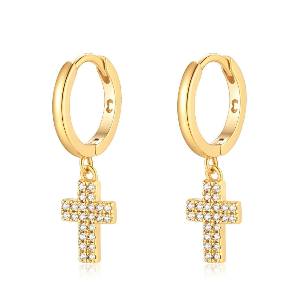 14K Yellow Gold Shiny Cross Drop Earrings – JewelryAffairs