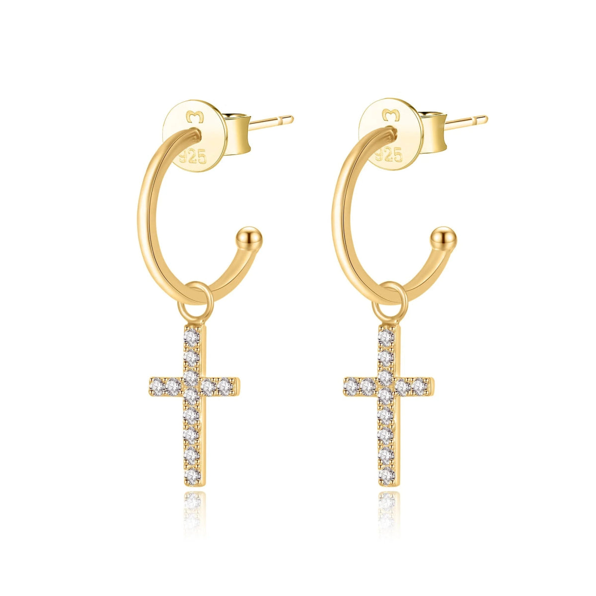 "Half Ring Cross" Earrings - Milas Jewels Shop