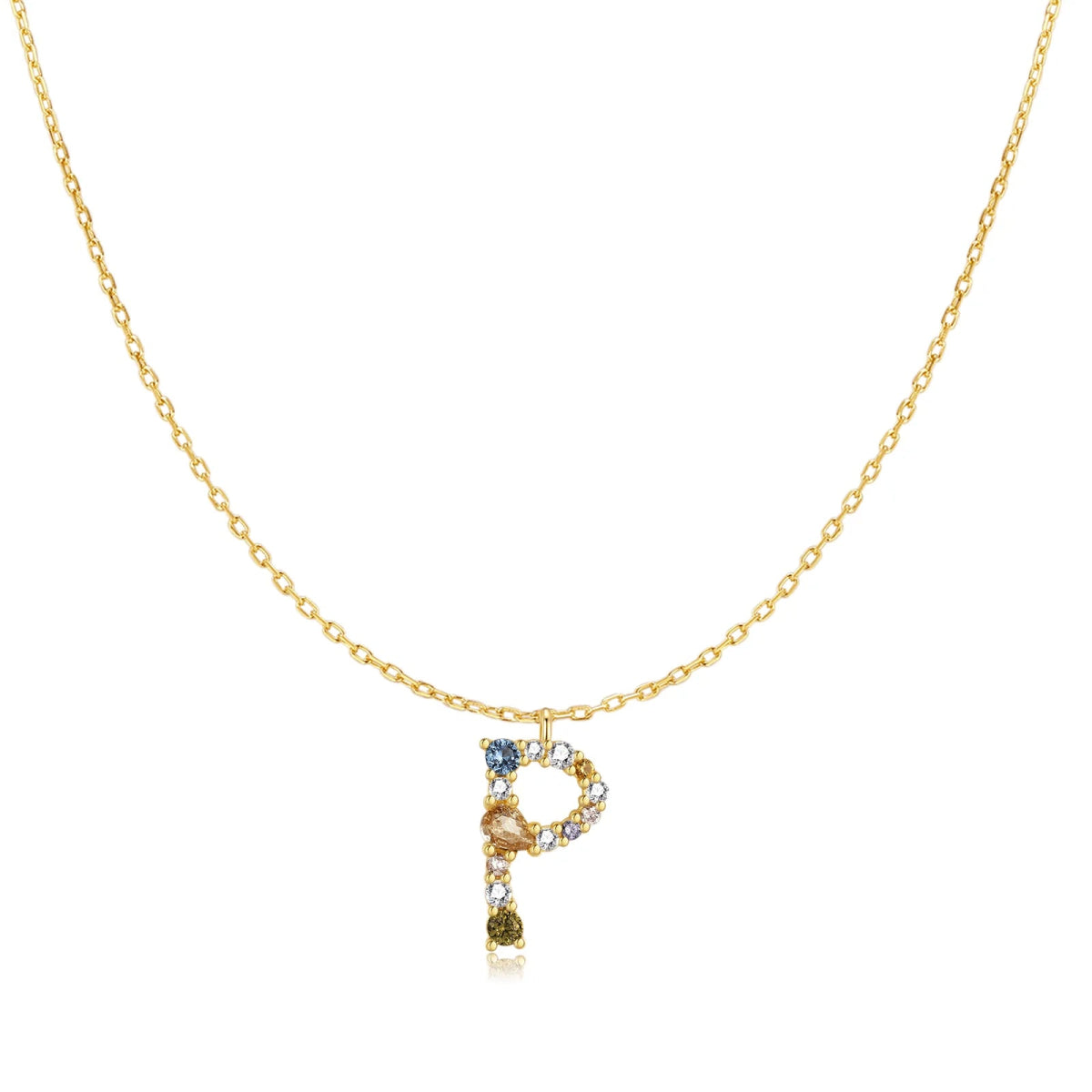 14k Yellow Gold, Sophia, Sm Script Initial P Necklace - The Black Bow  Jewelry Company