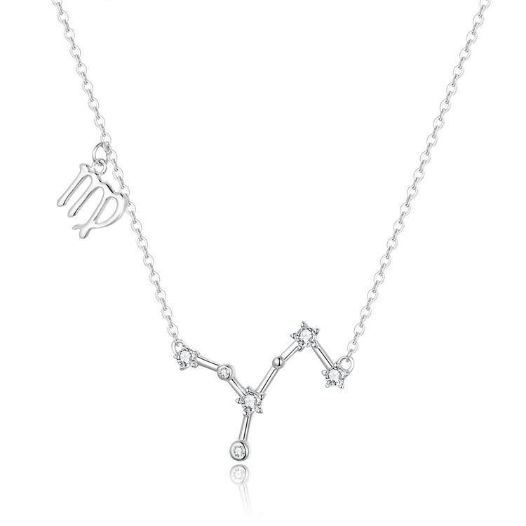 Silver Aries Constellation Initial Necklace | Jewellerybox.co.uk